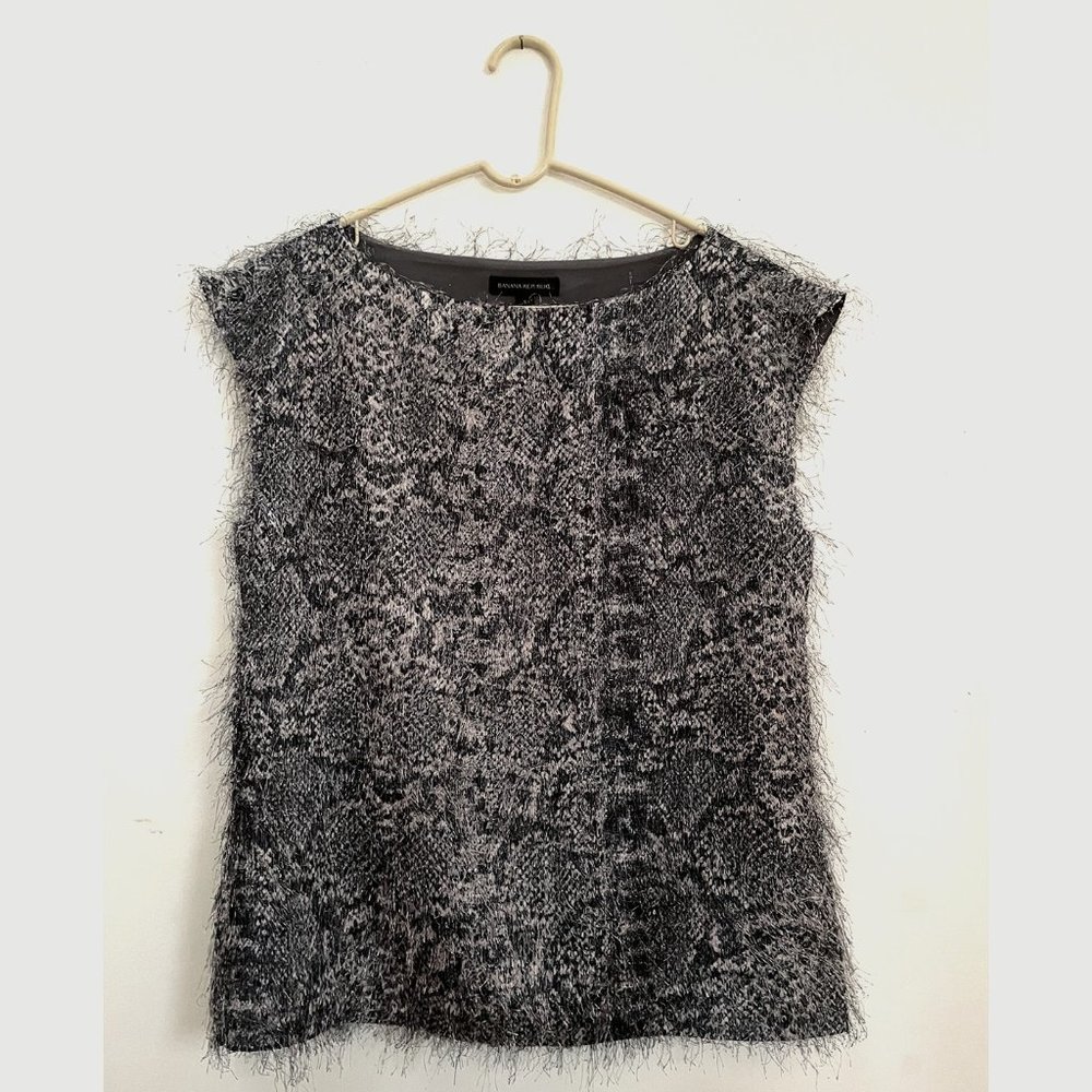 Banana Republic Eyelash Top Animal Print Size S
